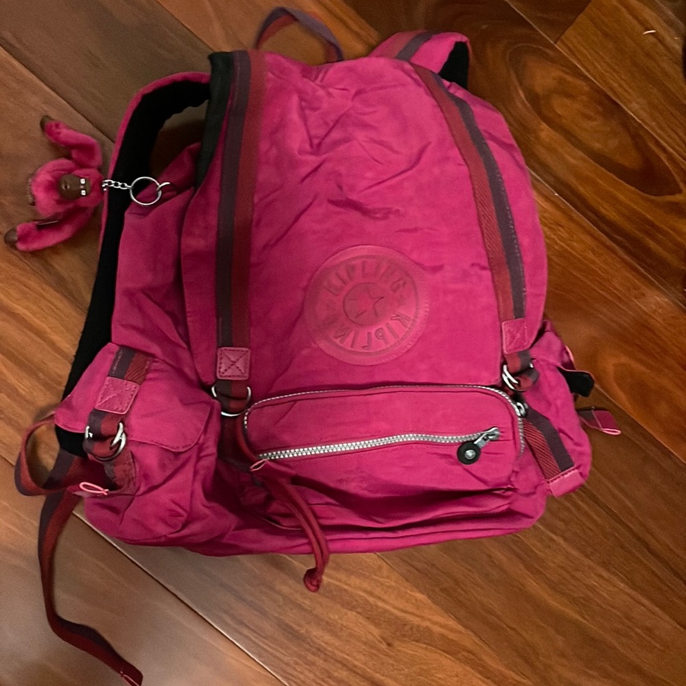 Pink Kipling Drawstring Backpack